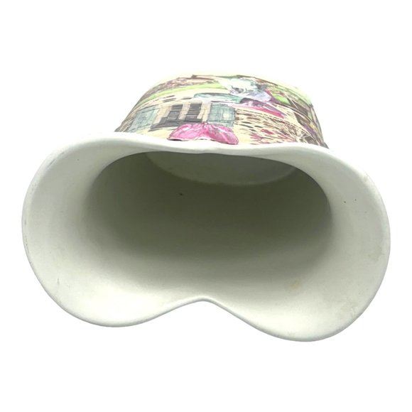 White Tulip Ceramic Italian Vase UpCycled With Decoupage and Hand Moulded Clay - Picture 11 of 13